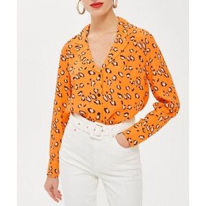 TOPSHOP | Petite Leopard Print ButtonUp PJ Blouse